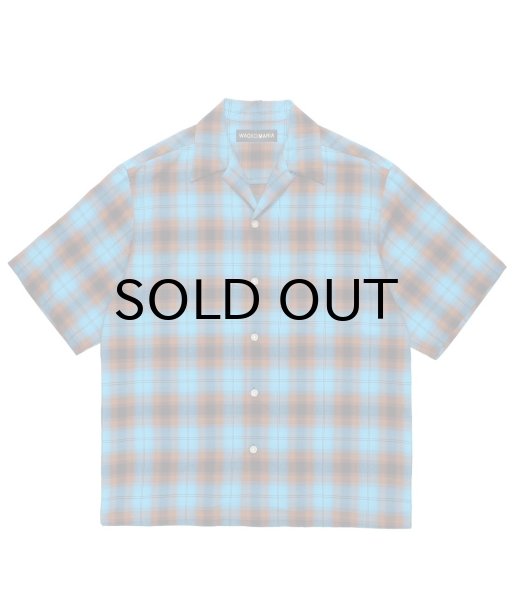 画像1: WACKO MARIA (OMBRE CHECK OPEN COLLAR SHIRT S/S TYPE-2) BLUE (1)