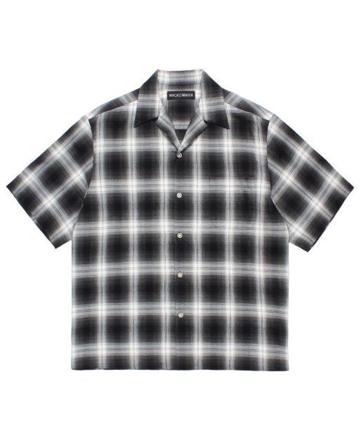画像1: WACKO MARIA (OMBRE CHECK OPEN COLLAR SHIRT S/S TYPE-2) GRAY (1)