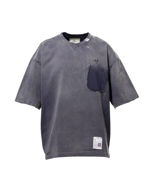 画像1: Maison MIHARA YASUHIRO (Sun Faded Like V-neck T-shirt) BLACK (1)