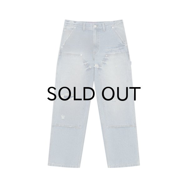 画像1: BLACK EYE PATCH (DOUBLE KNEE DAMAGED PAINTER PANTS) INDIGO (1)