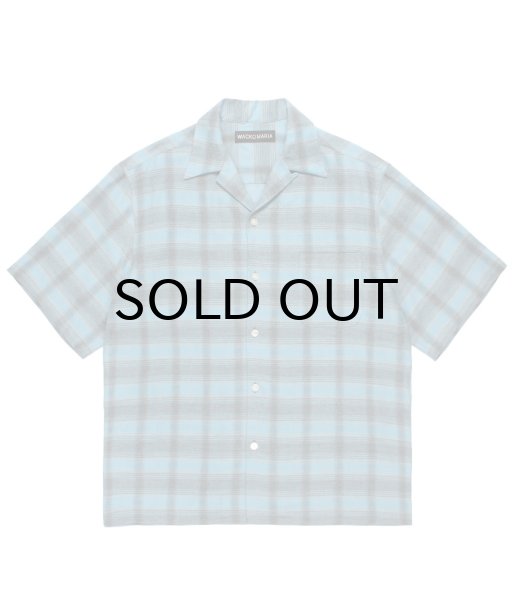 画像1: WACKO MARIA (OMBRE CHECK OPEN COLLAR SHIRT S/S TYPE-3) BLUE (1)