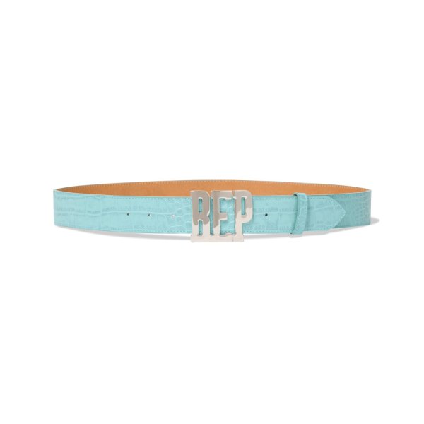 画像1: BLACK EYE PATCH (CROCODILE LETTERS BELT) TURQUOISE (1)