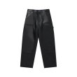 画像1: BLACK EYE PATCH (FAUX LEATHER EXTRA BAGGY DOUBLE KNEE PANTS) BLACK (1)