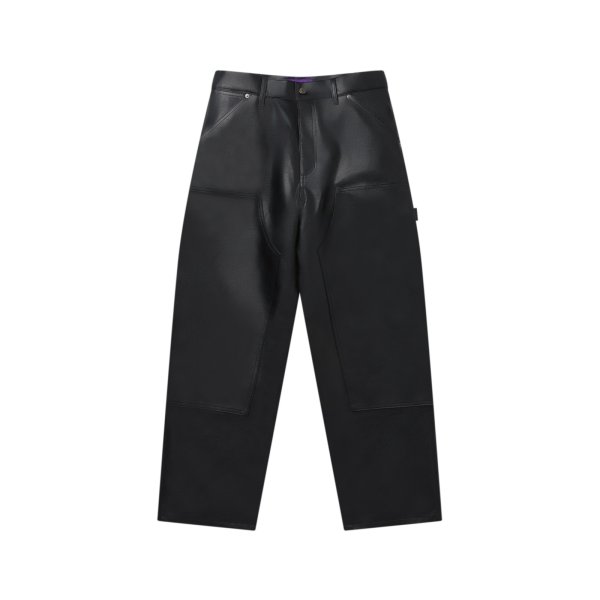 画像1: BLACK EYE PATCH (FAUX LEATHER EXTRA BAGGY DOUBLE KNEE PANTS) BLACK (1)