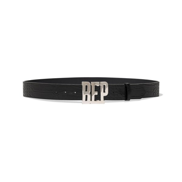 画像1: BLACK EYE PATCH (CROCODILE LETTERS BELT) BLACK (1)