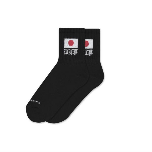画像1: BLACK EYE PATCH (JAPAN FLAG SHORT SOCKS) BLACK (1)