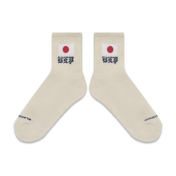 画像2: BLACK EYE PATCH (JAPAN FLAG SHORT SOCKS) IVORY (2)