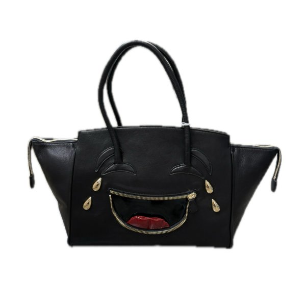 画像1: doublet (LAUGHING EMOJI LEATHER BAG) BLACK (1)