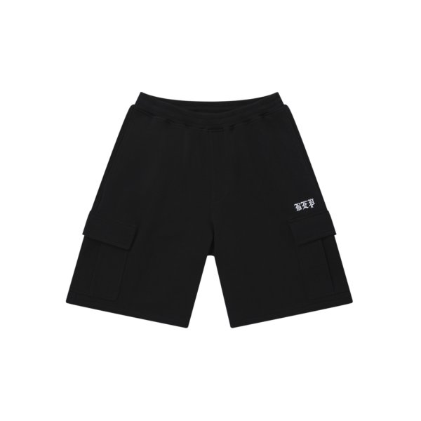 画像1: BLACK EYE PATCH (3 LETTER OE SWEAT CARGO BAGGY SHORTS) BLACK (1)