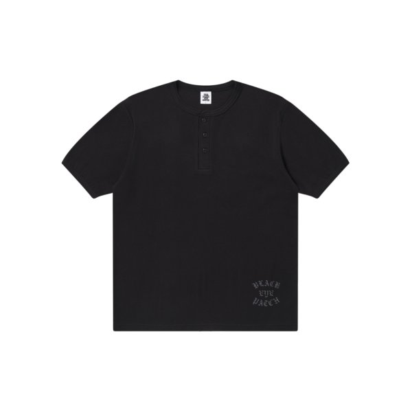 画像1: BLACK EYE PATCH (OE COLLEGE HENLEY TEE) BLACK (1)