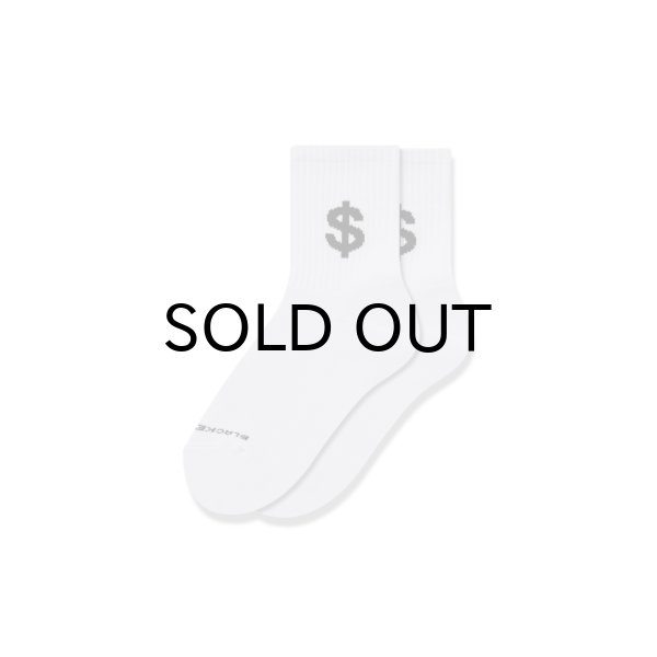 画像1: BLACK EYE PATCH (DOLLAR SIGN SHORT SOCKS) WHITE (1)