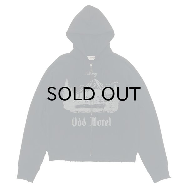 画像1: DAIRIKU ("ODD HOTEL" SILK-COTTON ZIP UP HOODIE) BLACK (1)