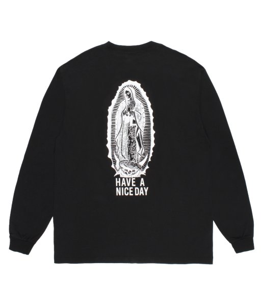 画像1: WACKO MARIA (WASHED HEAVY WEIGHT LONG SLEEVE T-SHIRT) BLACK (1)