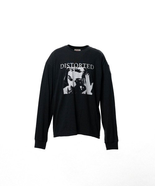 画像1: KAMIYA ("DISTORTED Girl" L/S T-shirt) BLACK (1)