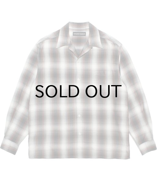 画像1: WACKO MARIA (OMBRE CHECK OPEN COLLAR SHIRT L/S TYPE-2) BROWN (1)
