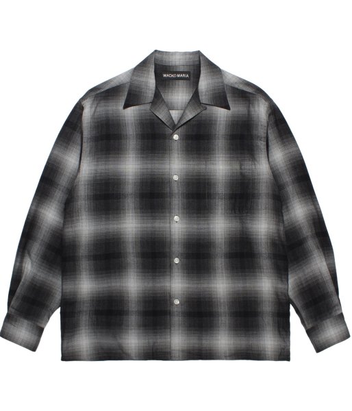 画像1: WACKO MARIA (OMBRE CHECK OPEN COLLAR SHIRT L/S TYPE-1) GRAY (1)