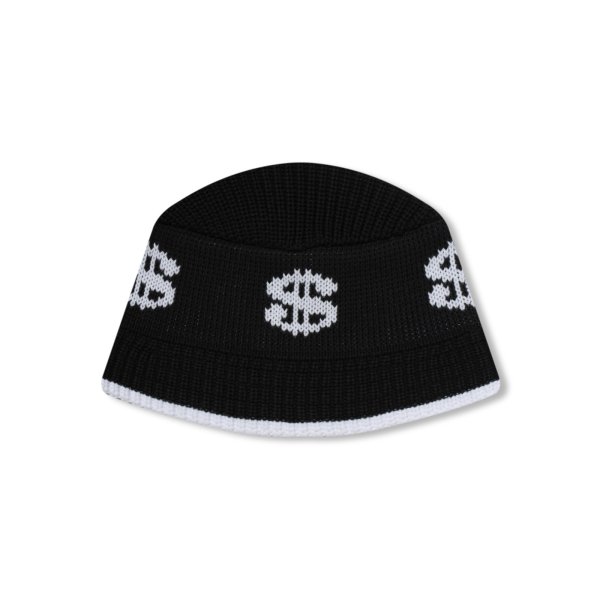 画像1: BLACK EYE PATCH (DOLLAR SIGN KNITTED BUCKET HAT) BLACK (1)