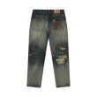 画像1: BLACK EYE PATCH (B EMBLEM DAMAGED SLIM JEANS) INDIGO (1)