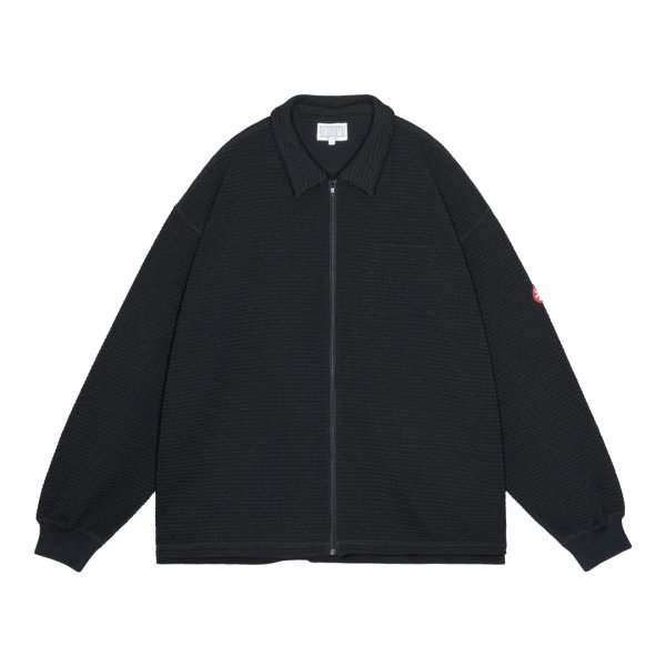 画像1: C.E (WAFFLE PE JERSEY ZIP SHIRT) BLACK (1)