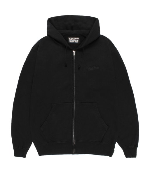 画像1: WACKO MARIA (WASHED MIDDLE WEIGHT FULL ZIP HOODED SWEAT SHIRT) BLACK (1)