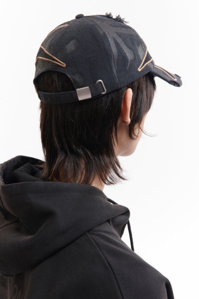 画像3: P.A.M. (DISTRESSED URCHIN TAG BASEBALL CAP) BLACK WASH (3)