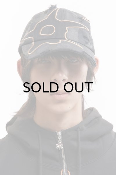 画像1: P.A.M. (DISTRESSED URCHIN TAG BASEBALL CAP) BLACK WASH (1)