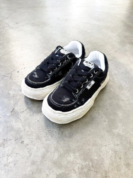 画像1: Maison MIHARA YASUHIRO ("OLIVER" RIPPING CANVAS LOW-TOP SNEAKERS) BLACK (1)