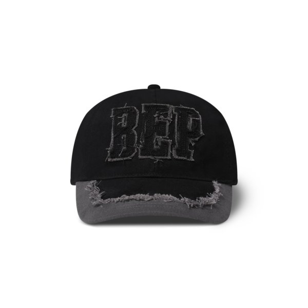 画像1: BLACK EYE PATCH (FABRIC INITIALS PATCHED CAP) BLACK (1)