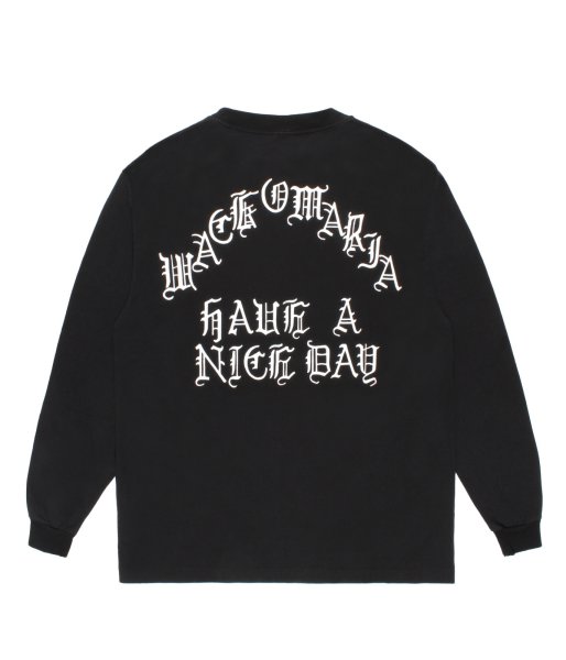 画像1: WACKO MARIA (WASHED HEAVY WEIGHT CREW NECK LONG SLEEVE T-SHIRT TYPE-1) BLACK (1)