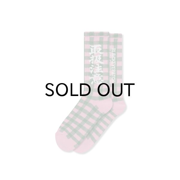 画像1: BLACK EYE PATCH (CHECKED HWC SOCKS) PINK (1)