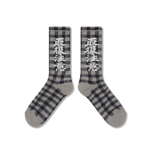 画像2: BLACK EYE PATCH (CHECKED HWC SOCKS) GRAY (2)