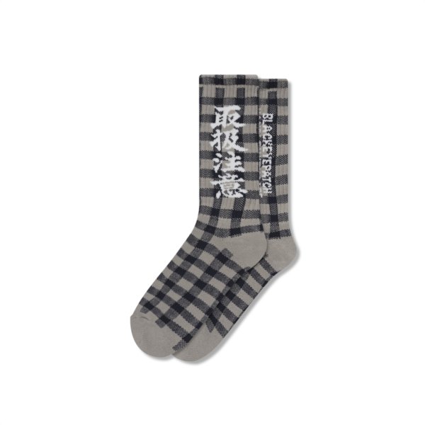 画像1: BLACK EYE PATCH (CHECKED HWC SOCKS) GRAY (1)