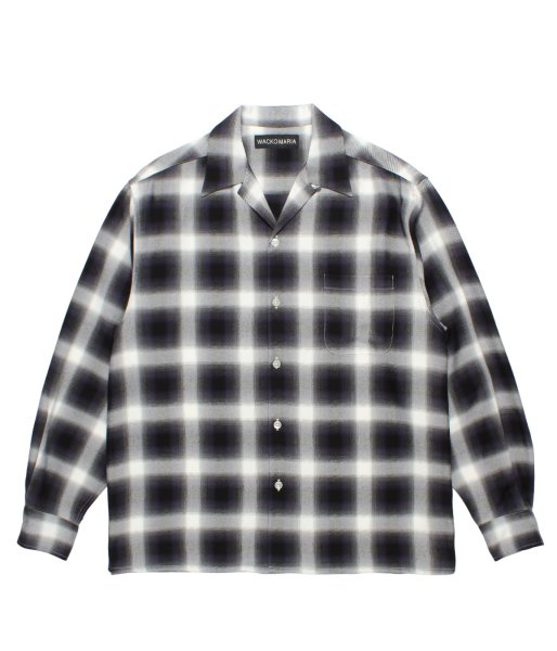 画像1: WACKO MARIA (OMBRE CHECK OPEN COLLAR SHIRT L/S TYPE-4) PURPLE (1)