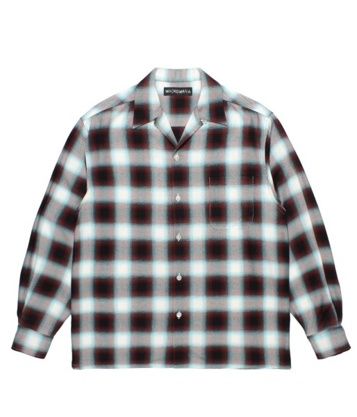 画像1: WACKO MARIA (OMBRE CHECK OPEN COLLAR SHIRT L/S TYPE-3) MINT (1)