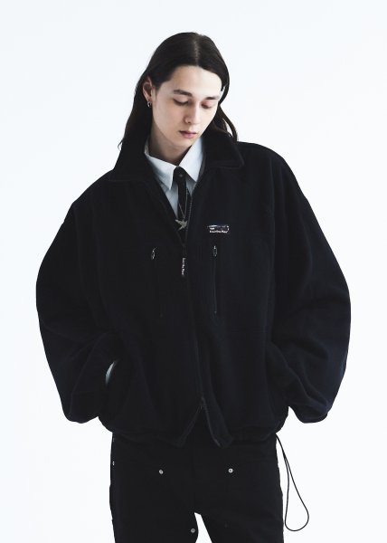 画像2: DAIRIKU ("BIG SLEEVE" ZIP UP FLEECE JACKET) BLACK (2)