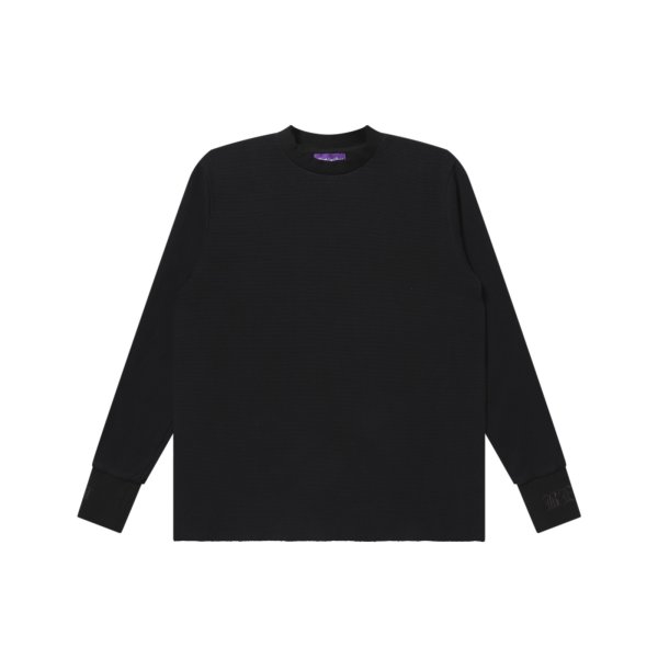 画像1: BLACK EYE PATCH (RIB EMBROIDERED THERMAL L/S TEE) BLACK (1)