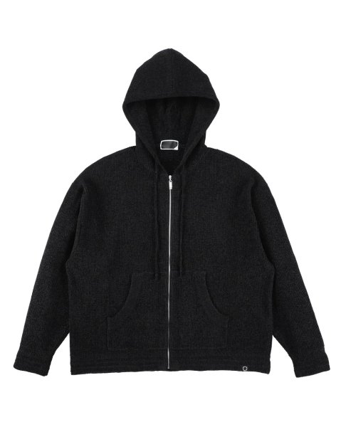 画像1: PHINGERIN (CORDY KNIT ZIP HOODIE) BLACK (1)