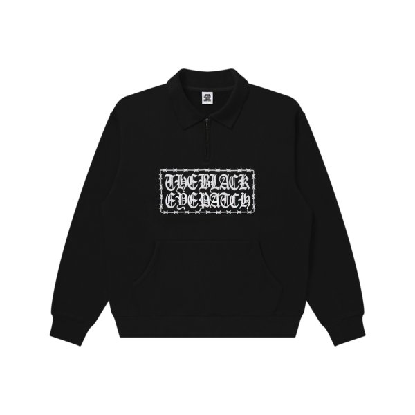 画像1: BLACK EYE PATCH (BARBED WIRE LOGO KOBE TERRY HALF ZIP SWEAT) BLACK (1)