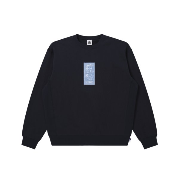 画像1: BLACK EYE PATCH (HWC LABEL CREW SWEAT) NAVY (1)