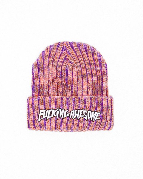 画像1: FUCKING AWESOME (REFLECTIVE STRIPE BEANIE) ORANGE (1)