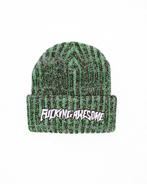 画像1: FUCKING AWESOME (REFLECTIVE STRIPE BEANIE) BLACK (1)