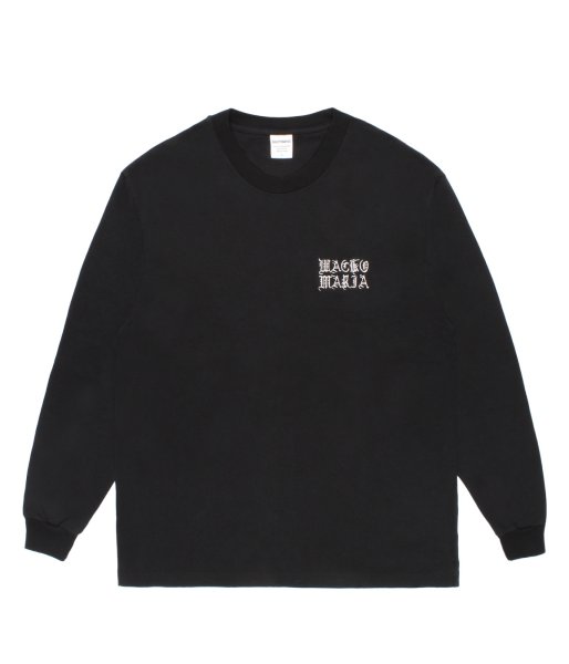 画像1: WACKO MARIA (WASHED HEAVY WEIGHT CREW NECK LONG SLEEVE T-SHIRT TYPE-2) BLACK (1)