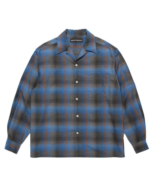 画像1: WACKO MARIA (OMBRE CHECK OPEN COLLAR SHIRT L/S TYPE-6) BLUE (1)