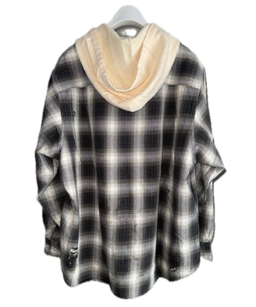 画像2: KAMIYA (OG Check Sun-Faded Hooded Shirt) BLACK (2)