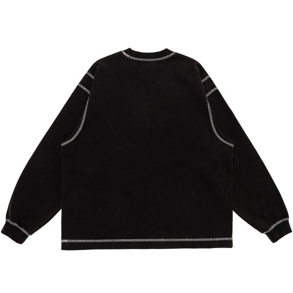画像2: LQQK STUDIO (GRAPHIC STITCH CREWNECK) WASHED BLACK (2)