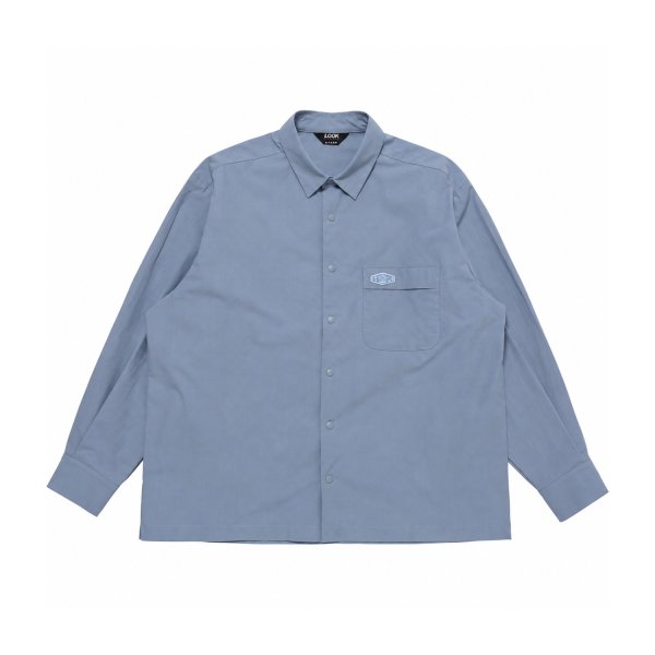 画像1: LQQK STUDIO (SOFT TYPEWRITER SNAP BUTTON SHIRT) BLUE (1)