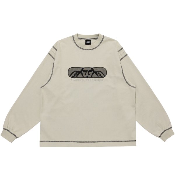 画像1: LQQK STUDIO (GRAPHIC STITCH CREWNECK) LIGHT GREY (1)