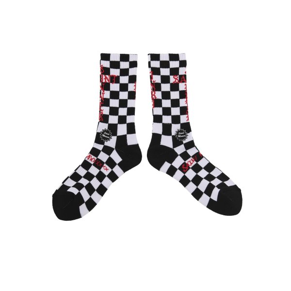 画像1: SAINT Mxxxxxx (SOCKS_CHECK) BLK-WHITE (1)