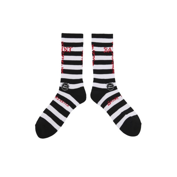 画像1: SAINT Mxxxxxx (SOCKS_BORDER) BLK-WHITE (1)
