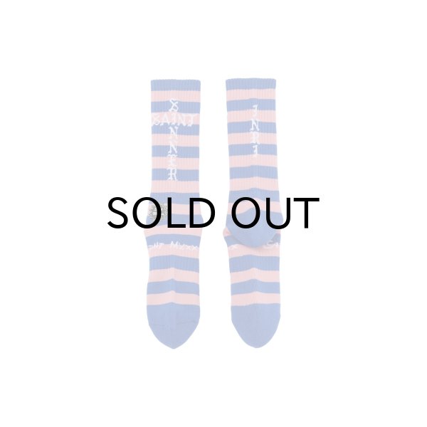 画像2: SAINT Mxxxxxx (SOCKS_BORDER) BLUE-PINK (2)